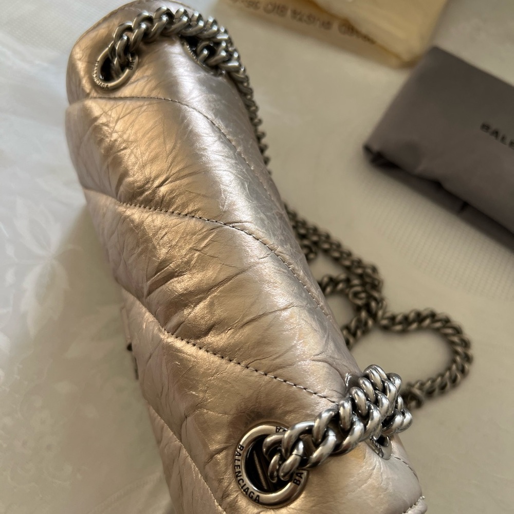Balenciaga lamb skin Crush Small Chain Bag Metallized Quilted NWB Made In Italy - Picture 14 of 16